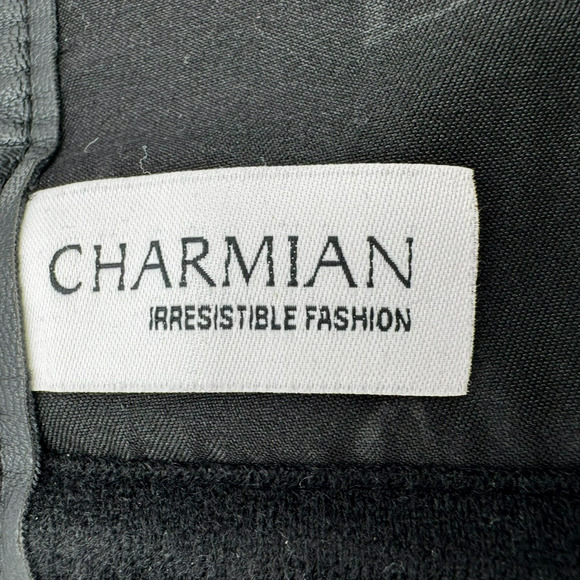 6X Black Steel Boned Steampunk Goth Witch Brocade Floral Leather Overbust Corset - Picture 9 of 14